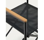 Silla plegable 100% exterior Llado aluminio negro y reposabrazos madera maciza teca