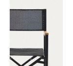 Silla plegable 100% exterior Llado aluminio negro y reposabrazos madera maciza teca