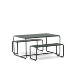 Ensemble enfant Sotil avec 2 bancs et table en acier galvanisé, finition verte 95 x 62 cm