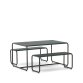 Sotil Children's Set of 2 Benches and Galvanized Steel Table with Green Finish 95 x 62 cm