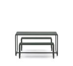 Ensemble enfant Sotil avec 2 bancs et table en acier galvanisé, finition verte 95 x 62 cm