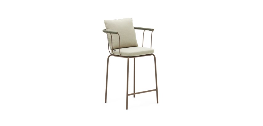 Tabouret Salguer - corde - structure acier H 66 cm marron