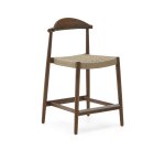 Tabouret Nina en acacia, finition noyer et corde beige hauteur 62 cm