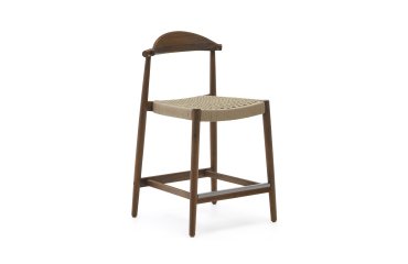 DE_Tabouret Nina en acacia, finition noyer et corde beige hauteur 62 cm