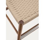 Tabouret Nina en acacia, finition noyer et corde beige hauteur 62 cm
