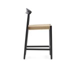 Nina stool made of solid acacia wood with black finish and beige rope height 62 cm