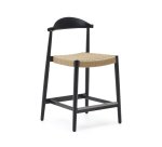 Nina stool made of solid acacia wood with black finish and beige rope height 62 cm