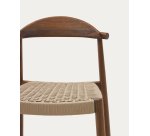 Tabouret Nina en acacia, finition noyer et corde beige hauteur 62 cm