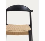 Nina stool made of solid acacia wood with black finish and beige rope height 62 cm