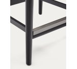 Nina stool made of solid acacia wood with black finish and beige rope height 62 cm