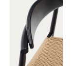 Nina stool made of solid acacia wood with black finish and beige rope height 62 cm