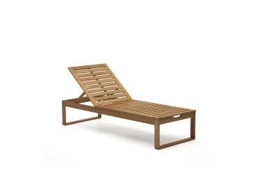 Chaise longue d'extérieur Sulamita en bois d'acacia