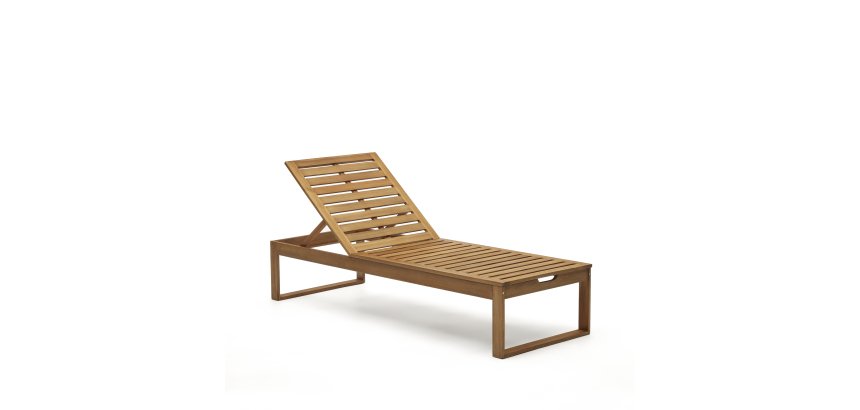 Chaise longue d'extérieur Sulamita en bois d'acacia