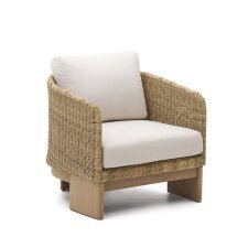 Xoriguer armchair in synthetic rattan and 100% FSC solid eucalyptus wood