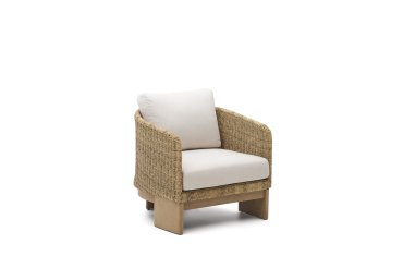 Xoriguer armchair in synthetic rattan and 100% FSC solid eucalyptus wood