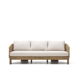 Sofá Xoriguer de 3 plazas de ratán sintético y madera maciza de eucalipto FSC 100% 223 cm