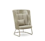 Fauteuil d'extérieur avec dossier haut Saconca et en acier galvanisé vert