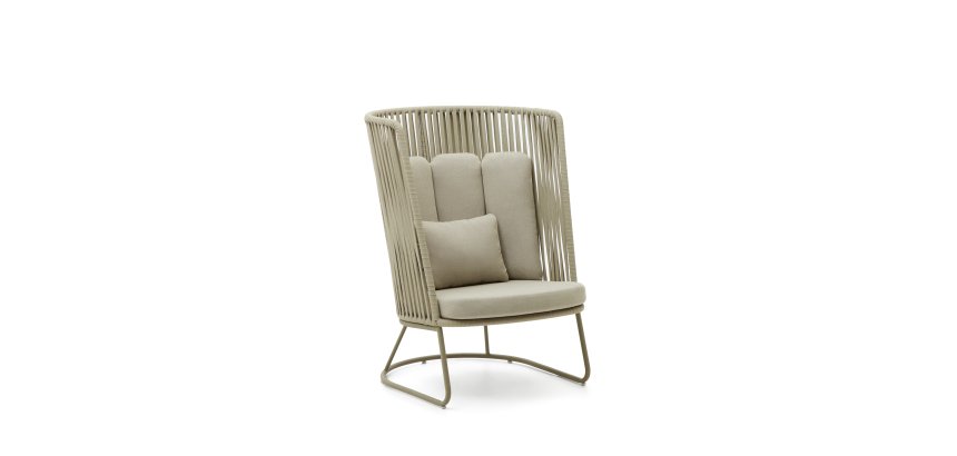 Fauteuil d'extérieur avec dossier haut Saconca et en acier galvanisé vert