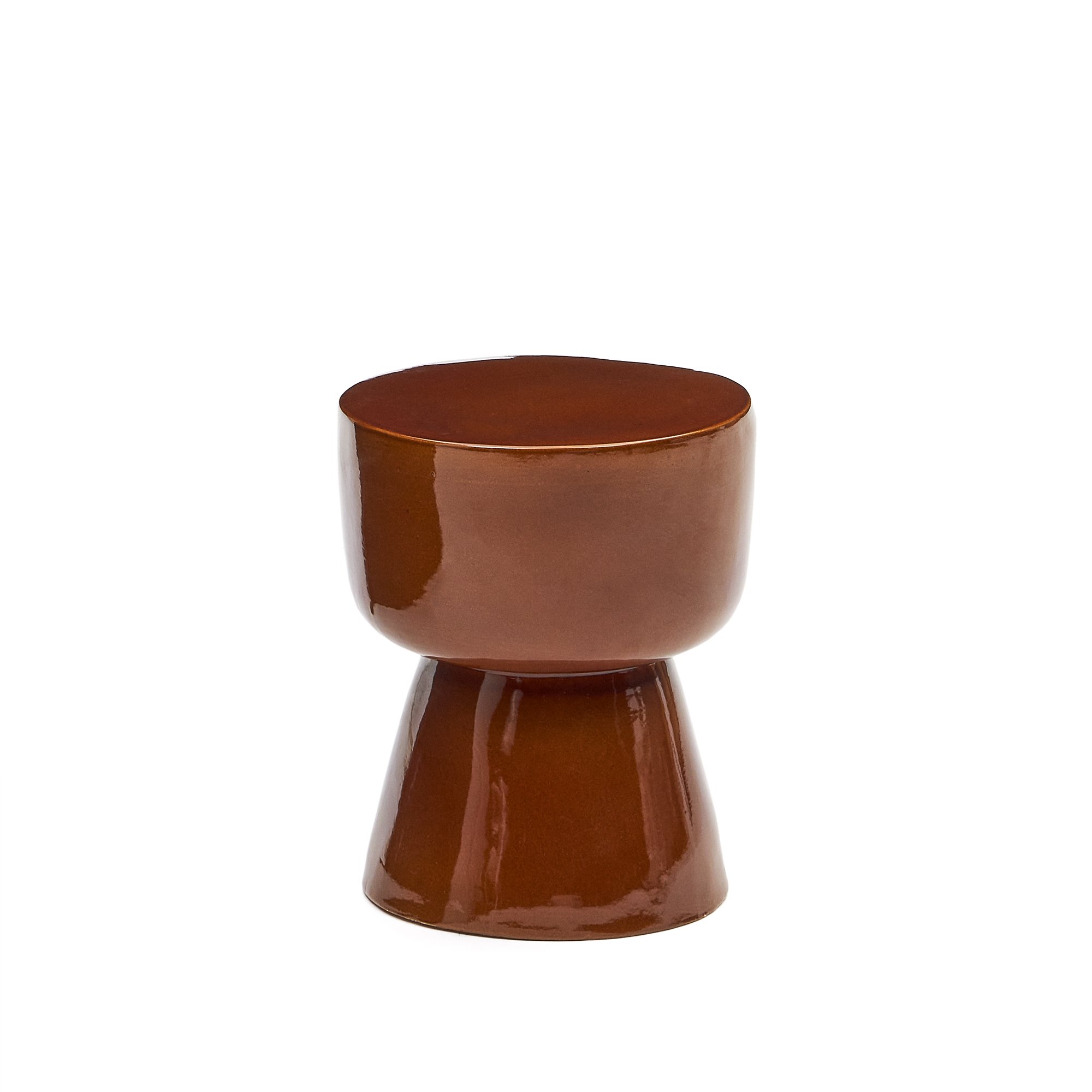 Bijzettafel Mesquida voor buiten gemaakt van keramiek  afgewerkt met terracotta glazuur Ø 35 cm