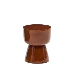 Table d'appoint extérieure Mesquida en céramique, finition terracotta émaillée Ø 35 cm