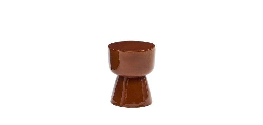 Table d'appoint extérieure Mesquida en céramique, finition terracotta émaillée Ø 35 cm