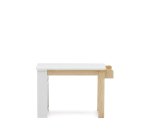 Escritorio Serwa de MDF blanco con patas y detalles de madera maciza de pino