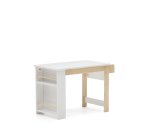 Escritorio Serwa de MDF blanco con patas y detalles de madera maciza de pino