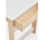 Escritorio Serwa de MDF blanco con patas y detalles de madera maciza de pino