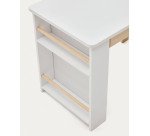 Escritorio Serwa de MDF blanco con patas y detalles de madera maciza de pino