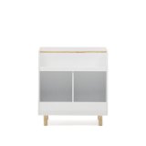 Bibliothèque Serwa en MDF blanc avec pieds et barre en bois de pin