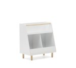 Bibliothèque Serwa en MDF blanc avec pieds et barre en bois de pin