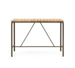 Table d'extérieur haute Salguer - bois acacia massif pied acier marron  L140 x P 70 cm