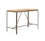 Table d'extérieur haute Salguer - bois acacia massif pied acier marron  L140 x P 70 cm