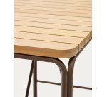 Table d'extérieur haute Salguer - bois acacia massif pied acier marron  L140 x P 70 cm