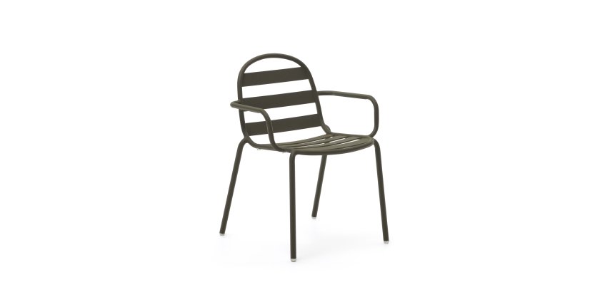 Joncols outdoor aluminium chair with a powder coated green finish