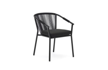 Xelida garden chair in aluminium and black cord