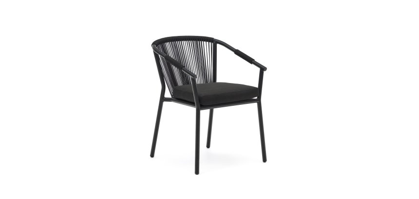 Chaise d'extérieur Xelida - corde et aluminium noire