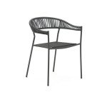 Chaise de jardin Futadera en corde synthétique grise et acier peint gris