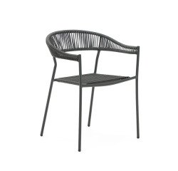 Chaise de jardin Futadera en corde synthétique grise et acier peint gris
