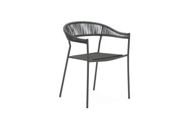 DE_Chaise de jardin Futadera en corde synthétique grise et acier peint gris