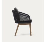 Chaise Portalo en corde noire et pieds en bois d'acacia massif