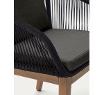 Chaise Portalo en corde noire et pieds en bois d'acacia massif