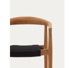 Chaise empilable Ydalia en teck massif, finition naturelle et corde noire