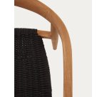 Chaise empilable Ydalia en teck massif, finition naturelle et corde noire