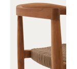 Ydalia stackable outdoor chair in solid teak wood with natural finish and beige rope