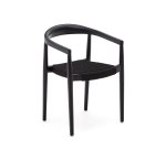 Ydalia stackable outdoor chair in solid teak wood with black finish and black rope