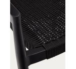 Ydalia stackable outdoor chair in solid teak wood with black finish and black rope