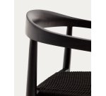 Ydalia stackable outdoor chair in solid teak wood with black finish and black rope
