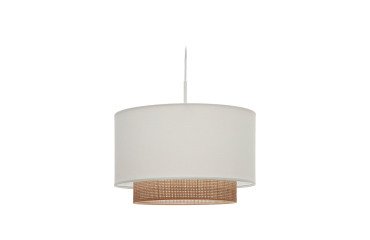 Abat-jour pour suspension Erna en bambou finition naturelle et blanche Ø 40 cm