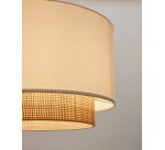 Abat-jour pour suspension Erna en bambou finition naturelle et blanche Ø 40 cm